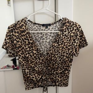 Cheetah runched front top
